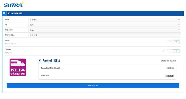 KLIA Ekspres tickets now available on Sutra.my