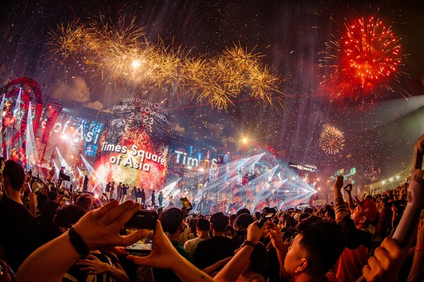 Thailand's Central World, the global countdown landmark, aka 'Times Square of Asia', spotlights city-scene spectacular 180-degree Musical fireworks to ring in 2023