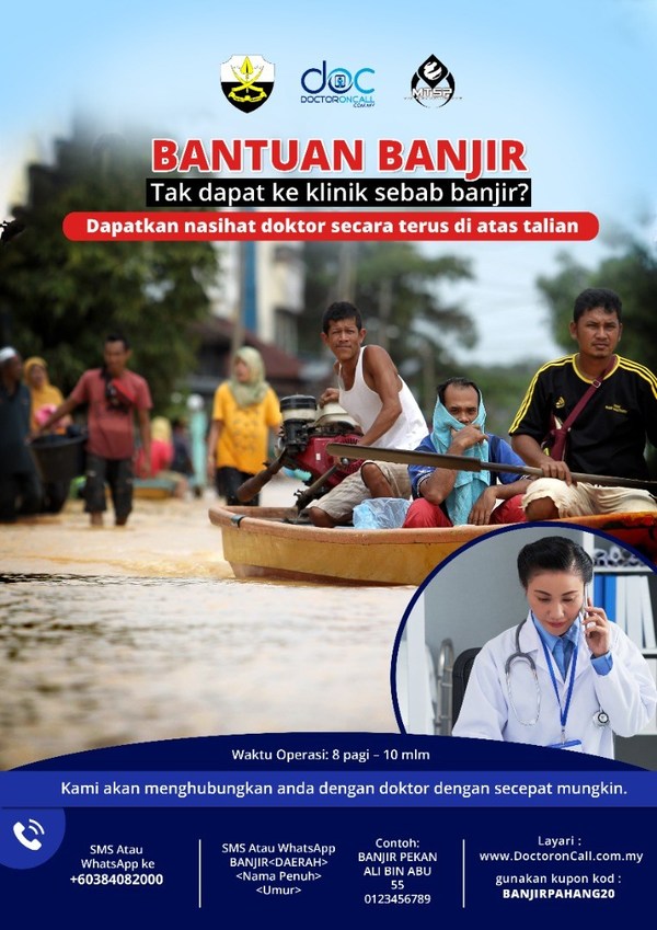 DoctorOnCall Aid Relief For Flood Victims in Pahang with Free Telehealth and Medical Assistance Programme