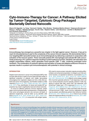 EnGeneIC Announces Publication in Cancer Cell of a Scientific Paper Highlighting the Ability of EDV™ Nanocells to Mount Dual Assault on Cancer Cells