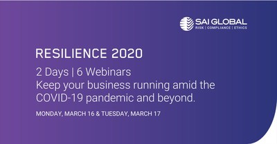 SAI Global Hosts RESILIENCE 2020 Virtual Conference on COVID-19 Business Continuity and Crisis Management as DRJ Spring 2020 Cancels