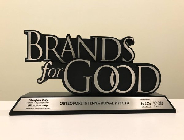 Osteopore wins top prize at Brands For Good 2019 for its contribution to patients