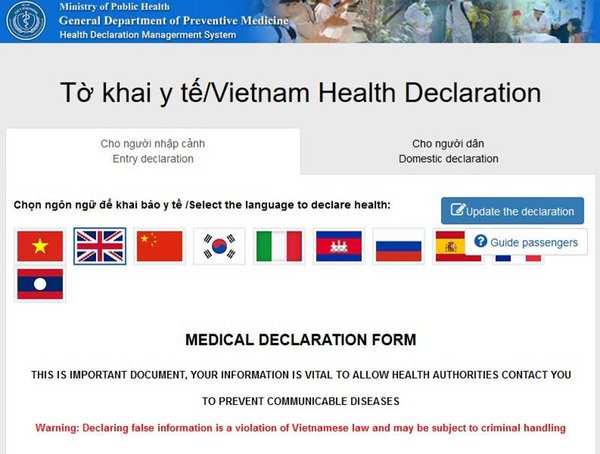 Visitors arriving in Vietnam to make medical declaration online using Viettel-built system