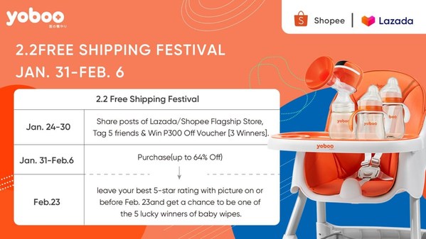 yoboo rewards customers with even greater savings in the 2.2 Free Shipping Sale