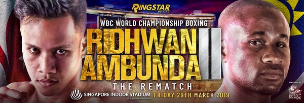 Ringstar Boxing returns with Three Title Fights plus the much-anticipated Ridhwan Ambunda rematch and more on 29 March in Singapore