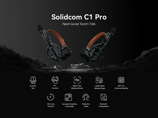 Hollyland Unveils Solidcom C1 Pro, World's First Wireless Dual-Mic ENC Intercom Headset System