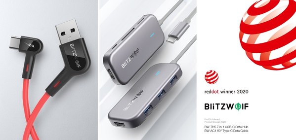 BlitzWolf's BW-AC1 Cable and BW-TH5 Hub Win The 2020 Red Dot Design Award