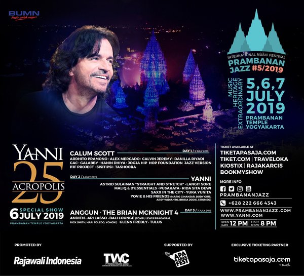 YANNI will Perform at the Prambanan Jazz Festival 2019 on July 6th