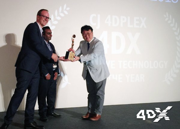 CJ 4DPLEX Receives "Innovative Technology of the Year" Award at Big Cine Expo 2018