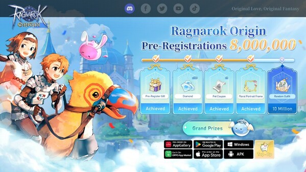 Ragnarok Origin achieved 8,000,000 pre-registration milestone! Official Launch to commence on April 6th, along with the release of ROO Ambassadors TVC!