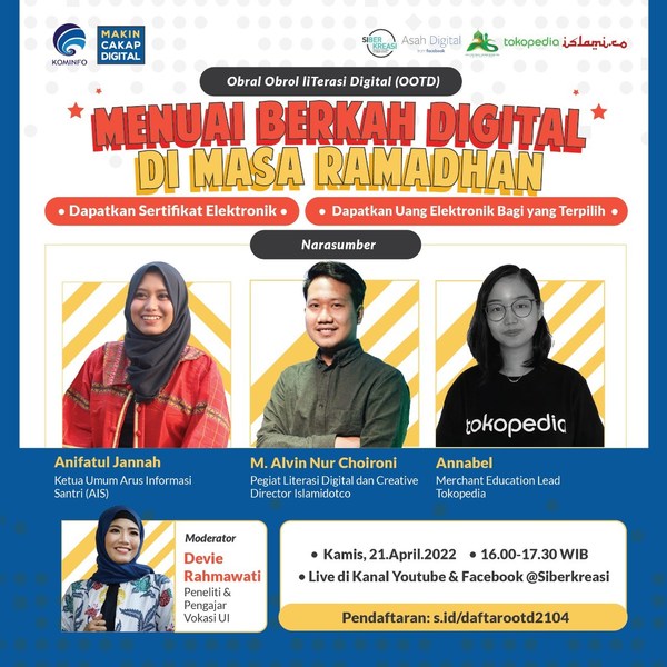 Indonesia's Ministry of Communications and Informatics and Siberkreasi Introduce a Webinar "Obral Obrol LiTerasi Digital" (OOTD) to Celebrate the Special Moment of Ramadan.