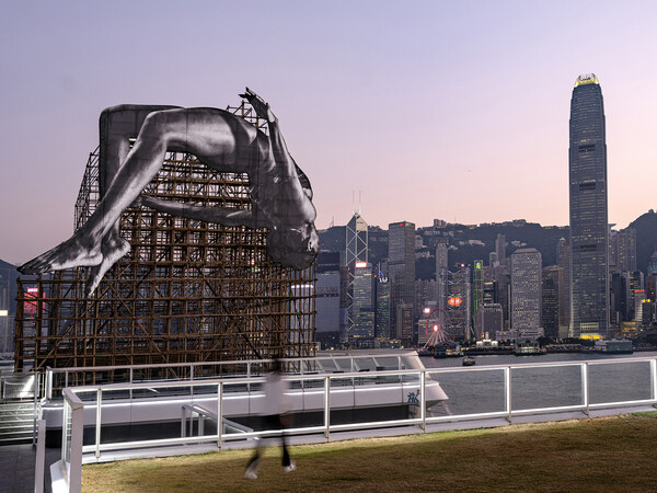 Renowned French artist JR unveils his first-in-Asia "GIANTS" monumental artwork, titled "GIANTS: Rising Up" at Harbour City Shopping Mall, during Hong Kong Art Month