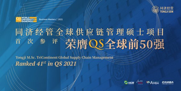 Tongji M.Sc. TriContinent Global Supply Chain Management Won the Top 50 of QS Ranking