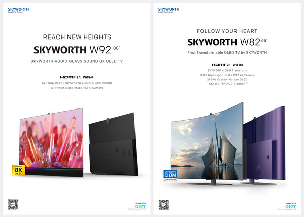 SKYWORTH launches SKYWORTH W82, the world's first mass-produced transformable OLED TV, and SKYWORTH W92, the industry's first 8K 120Hz OLED TV with SKYWORTH AUDIO GLASS SOUND