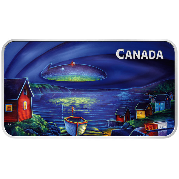 The Glowing Vision of a UFO Observed Over Clarenville, Newfoundland and Labrador Comes to Life on New Royal Canadian Mint Collector Coin