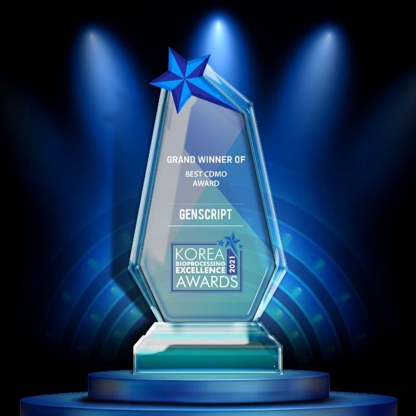 GenScript receives "Best Contract Development and Manufacturing Organization Award" in the Korea Bioprocessing Excellence Awards 2021