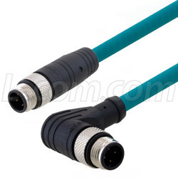 L-com Now Stocks Right Angle M12 Cable Assemblies for Confined Space Industrial Connectivity Applications