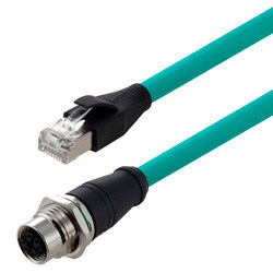 L-com Adds New Premium RJ45 to M12 Female Panel-Mount Cable Assemblies