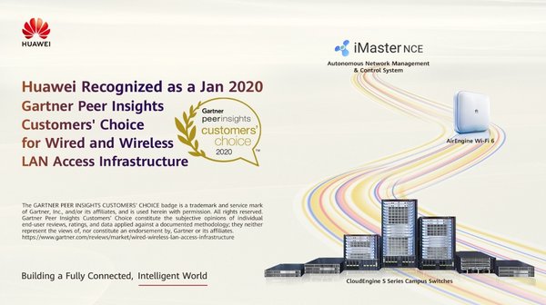 Huawei Recognized as a January 2020 Gartner Peer Insights Customers' Choice for Wired and Wireless LAN Access Infrastructure