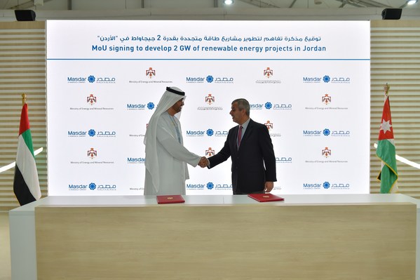 Masdar signs MoU with Jordan's Ministry of Energy and Mineral Resources to explore development of 2 GW renewable energy projects