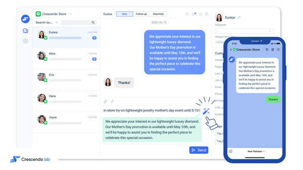 Crescendo Lab Empowers LINE Official Accounts with ChatGPT Integration in "CAAC AI" Conversational Service