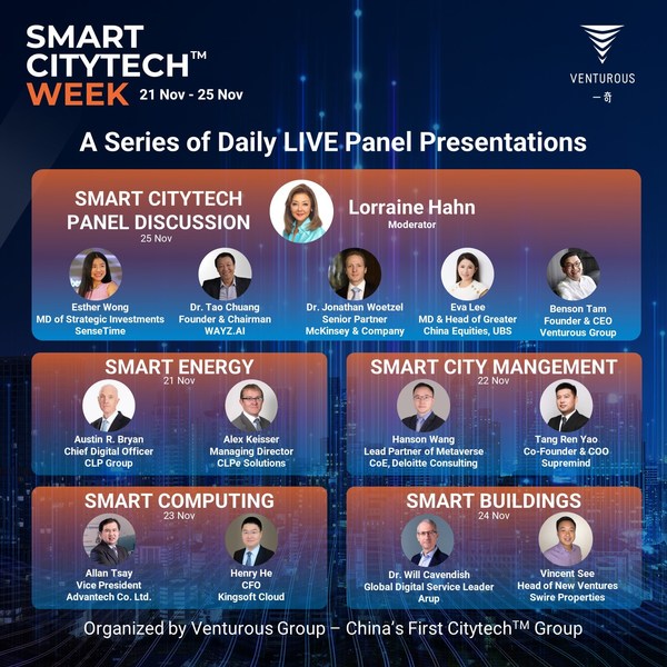 Smart Energy, Smart Computing, Smart Buildings, and Smart City Management Take Center Stage at Venturous' Smart Citytech™ Week