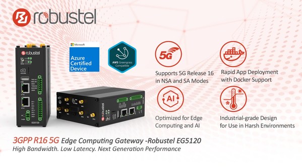 Robustel 5G IoT EDGE Computing Gateway certified by Microsoft Azure and Amazon Web Services (AWS)