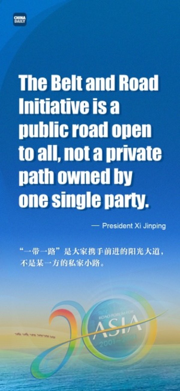 Xi says BRI a public road open to all, not private path