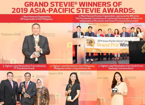 Grand Stevie Winners In 2019 Asia-Pacific Stevie Awards Announced