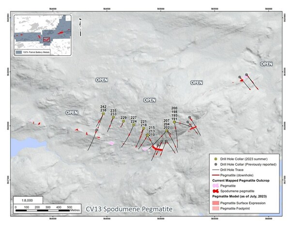 Patriot Extends Strike Length to 4.35 km at the CV5 Spodumene Pegmatite, Corvette Property, Quebec, Canada